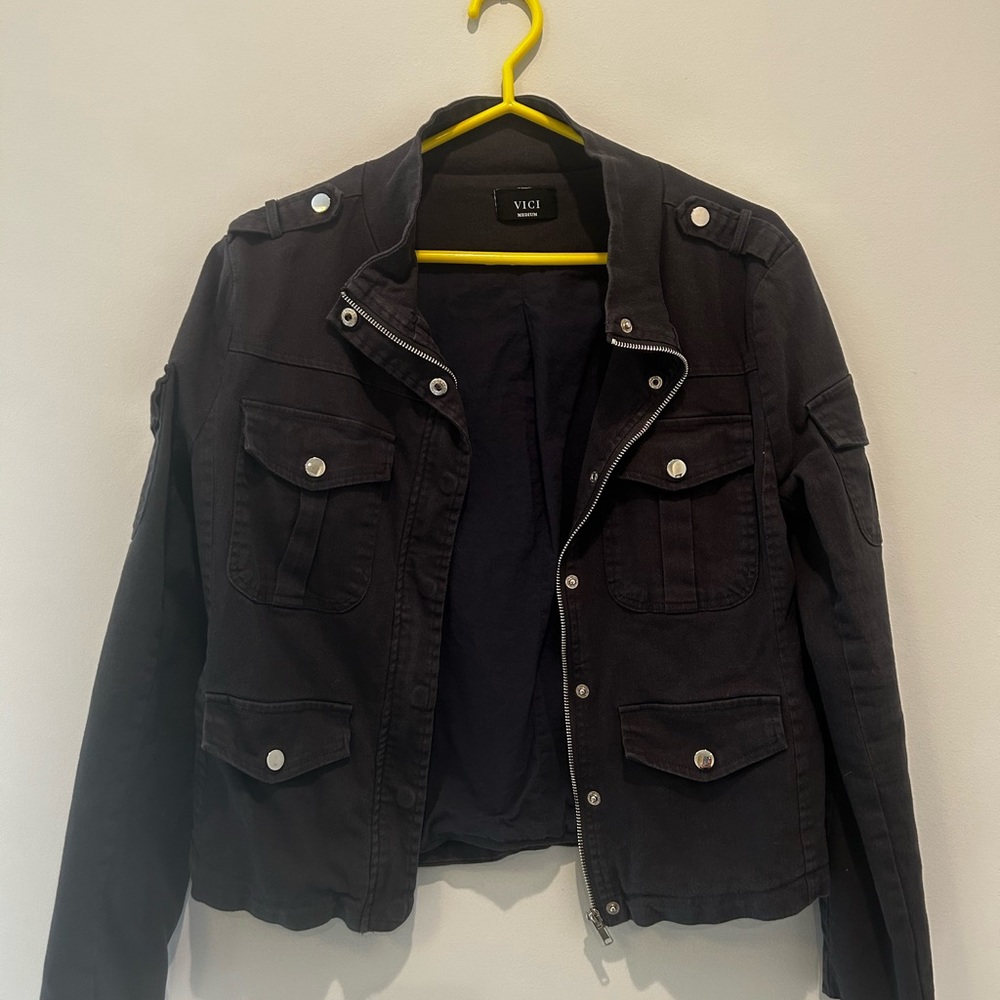 VICI Under Your Command Cotton Pocket Utility Jacket Charcoal/Navy Size M